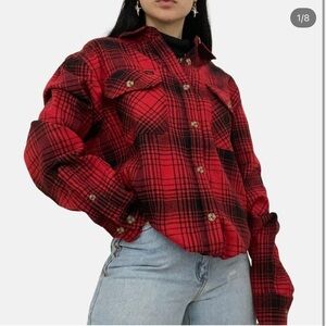 ❤️Red and Black Plaid Button-Up jacket  ❤️New without label Box#4